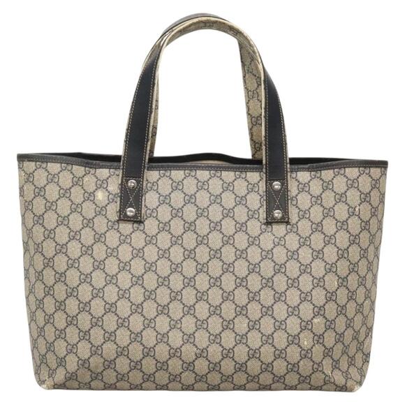 GUCCI GG Supreme Sherry Line Tote Bag Pvc Navy Silver - Picture 3 of 16